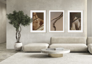 Arte de pared minimalista enmarcado en tonos neutros