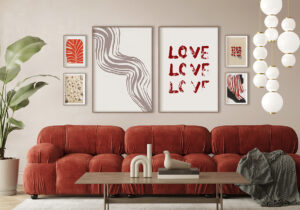 Salón contemporáneo con decoración artística