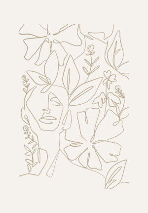 Arte Lineal Minimalista con Motivo Floral