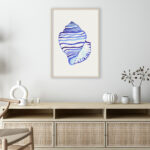 Ilustración Acuarela de Concha Marina Azul