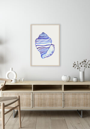 Ilustración Acuarela de Concha Marina Azul