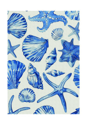 Patrón de Conchas y Estrellas de Mar Azules