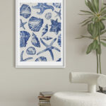 Patrón de Conchas y Estrellas de Mar Azules