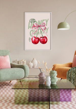 Acuarela de Cerezas Dobles con Tipografía