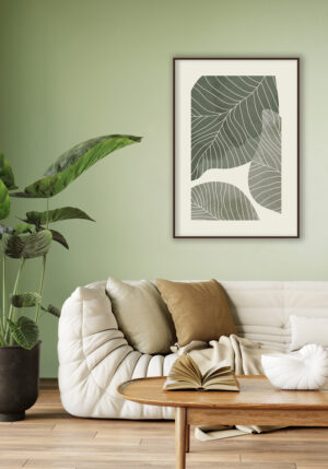 Patrón Abstracto de Hojas en Tonos Neutros