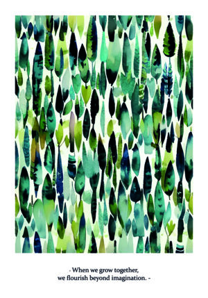 Lámina de Hojas en Acuarela Abstracta