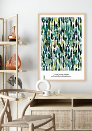 Lámina de Hojas en Acuarela Abstracta