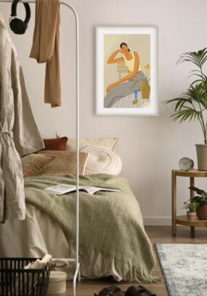 Retrato Minimalista con Toques Amarillos