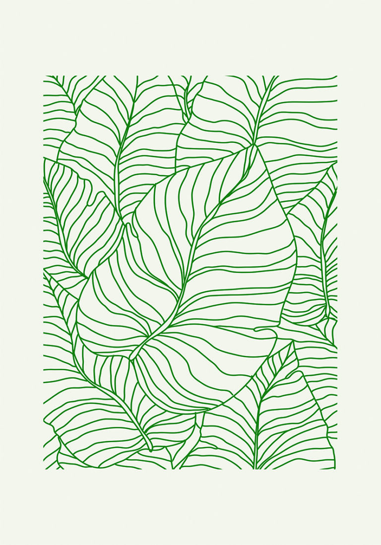 Dibujo de Hoja Verde en Línea Sencilla