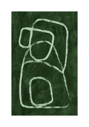 Composición Geométrica Abstracta en Verde