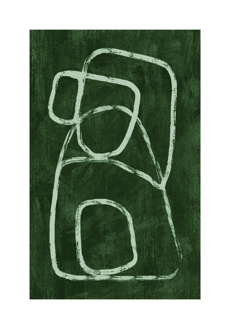 Composición Geométrica Abstracta en Verde