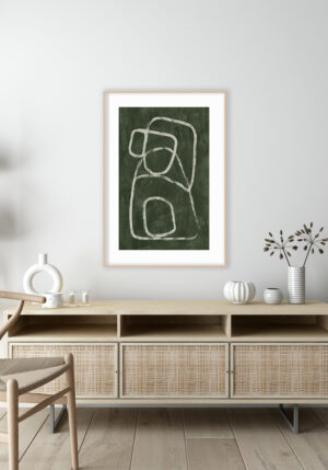 Composición Geométrica Abstracta en Verde