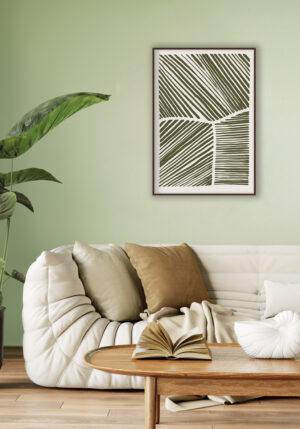 Arte Abstracto con Líneas Verdes