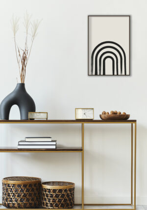 Diseño Abstracto de Arco en Tinta Negra