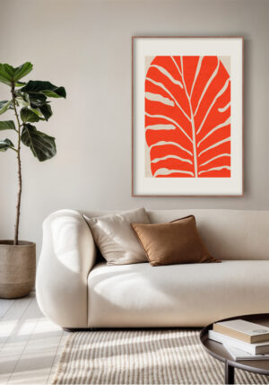 Hoja Tropical Roja en Arte Abstracto