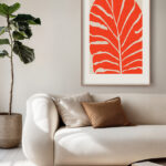 Hoja Tropical Roja en Arte Abstracto