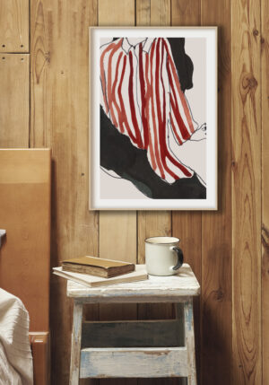 Acuarela Abstracta de Vestimenta a Rayas