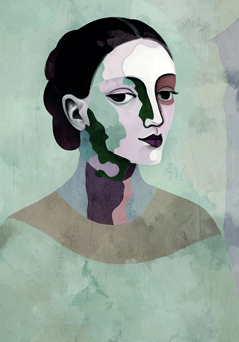 Retrato Abstracto en Tonos Neutros