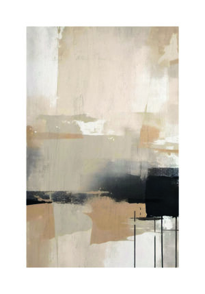 Pintura Abstracta en Beige y Negro