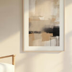 Pintura Abstracta en Beige y Negro