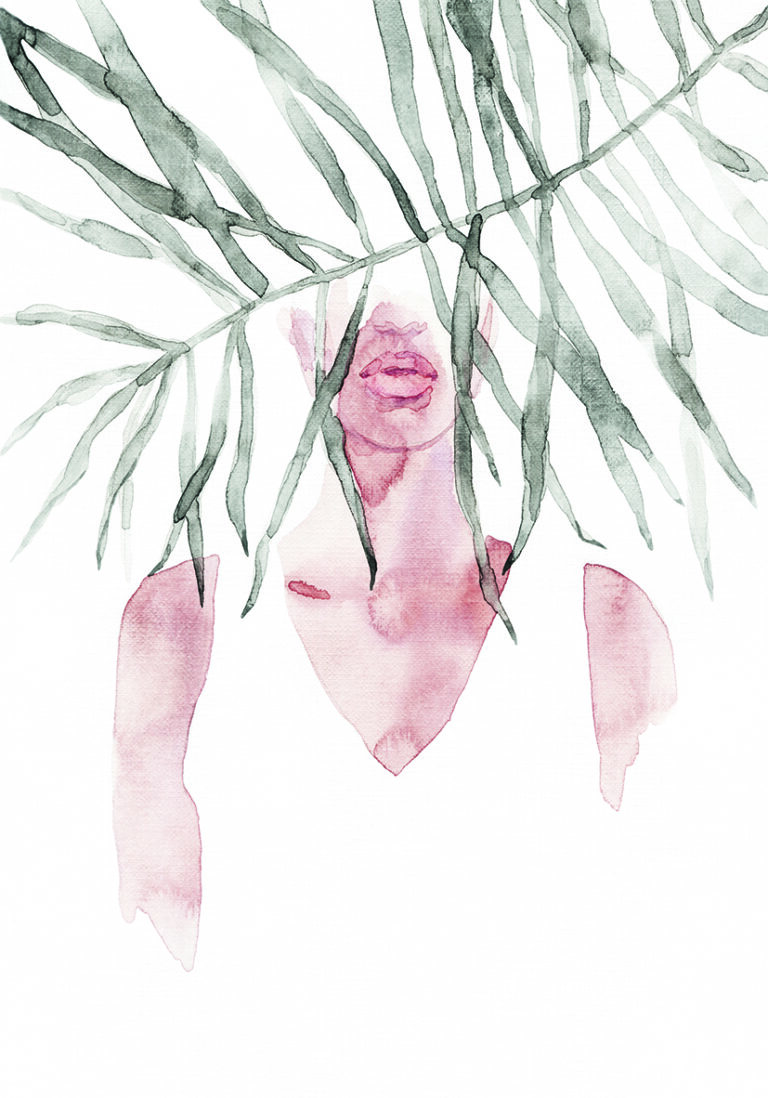 Silueta Femenina en Acuarela Abstracta