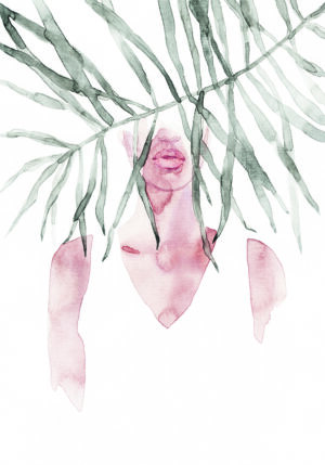 Silueta Femenina en Acuarela Abstracta