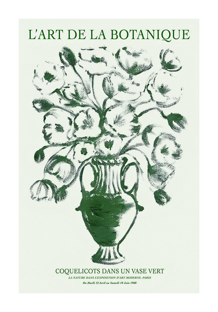 Arte Botánico con Florero Elegante