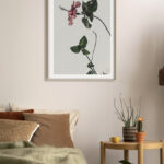 Flor de Hibisco Rosa con Hojas Verdes