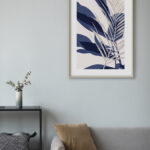 Ilustración Botánica Abstracta en Tonos Azules