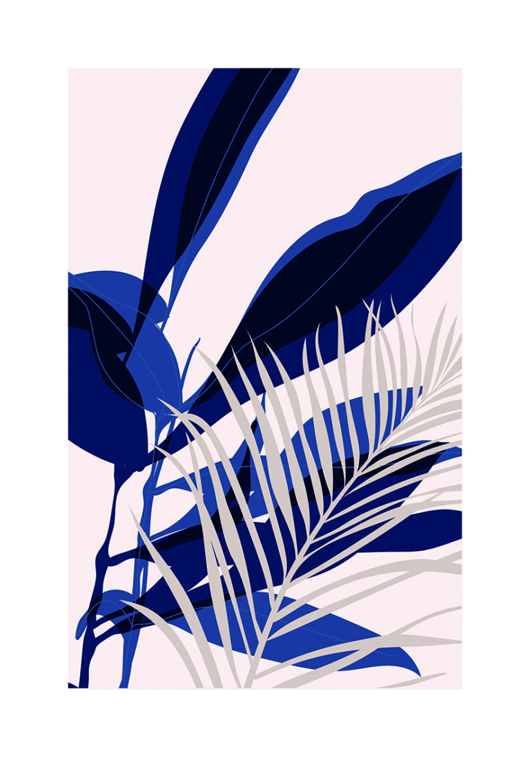 Lámina de Hojas Azules Abstractas