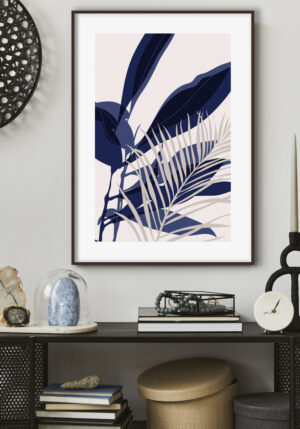 Lámina de Hojas Azules Abstractas