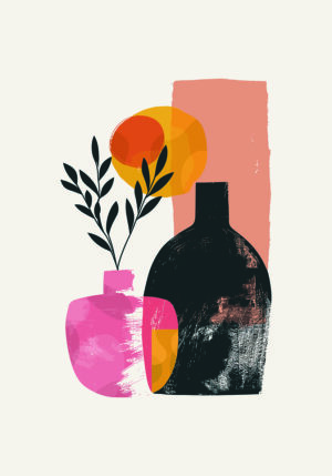 Composición Abstracta Minimalista con Florero