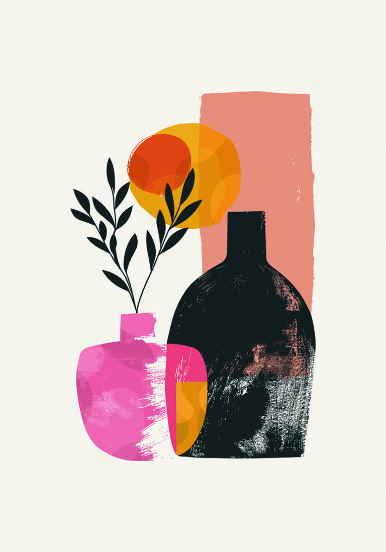 Composición Abstracta Minimalista con Florero