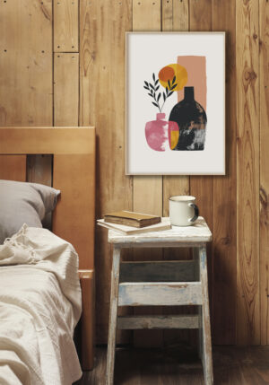 Composición Abstracta Minimalista con Florero