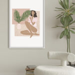 Ilustración Abstracta de Mujer y Palmera