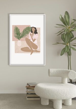 Ilustración Abstracta de Mujer y Palmera