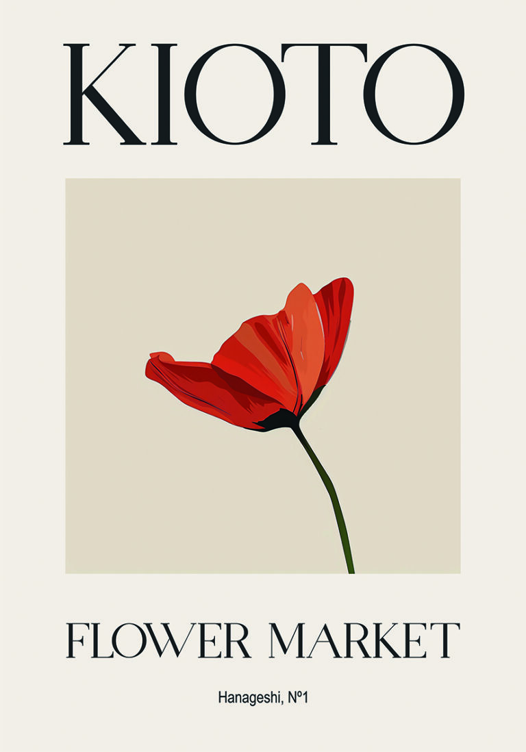 Ilustración Floral Roja Minimalista