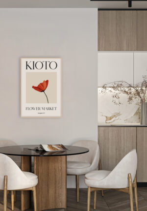 Ilustración Floral Roja Minimalista