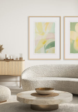 Obra Minimalista Moderna en Tonos Pastel