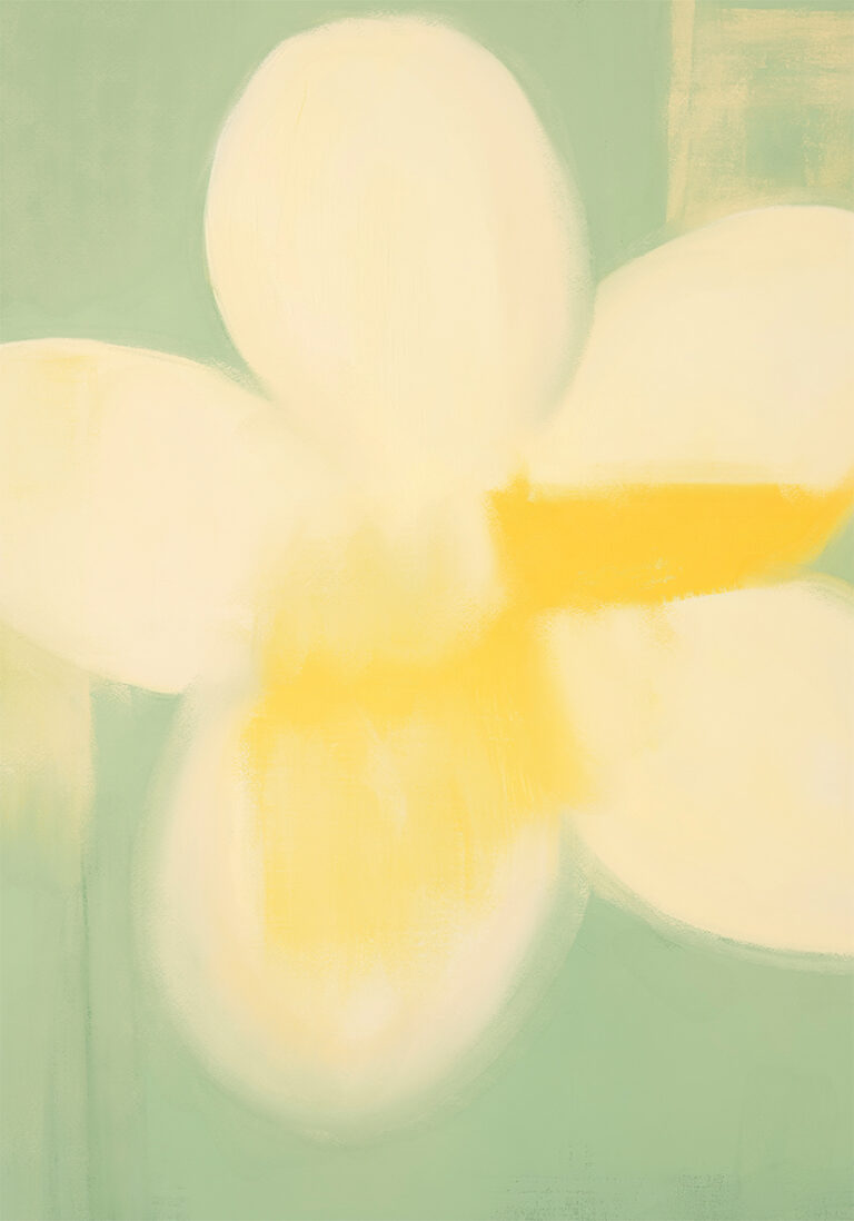Composición Floral Abstracta en Amarillo Pastel