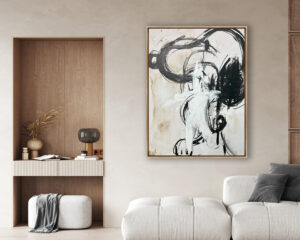 Abstracci¢n Caligr fica en Blanco y Negro para Interiores Sofisticados