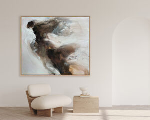 Abstracci¢n Flotante en Tonos Tierra para Interiores Serenos