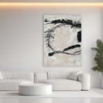 Abstracci¢n Caligr fica en Blanco y Negro para Interiores Minimalistas