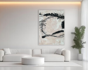 Abstracci¢n Caligr fica en Blanco y Negro para Interiores Minimalistas