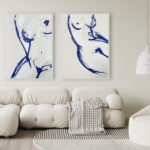 Figuras en Trazos Azules para Interiores con Arte Moderno