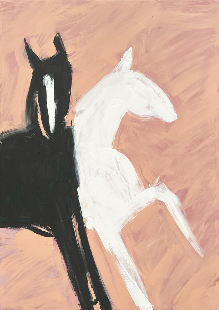 D£o Ecuestre Abstracto: Contraste Elegante en Tonos Suaves