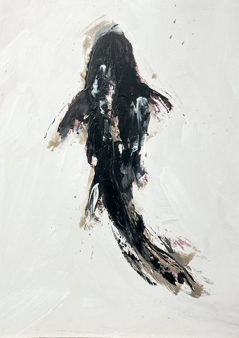 Abstracci¢n Org nica Vertical: Energ¡a en Negro y Neutros Texturados