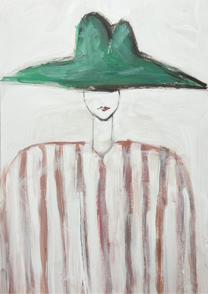 Figura Elegante con Sombrero Verde: Estilo Pict¢rico Moderno