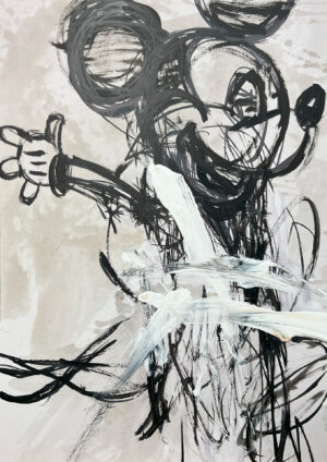 Interpretaci¢n Pop Art: Mickey Mouse en Trazo Din mico Blanco y Negro