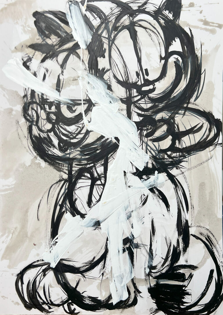 Interpretaci¢n Pop Art Felina: Garfield en Trazo Expresivo Blanco y Negro